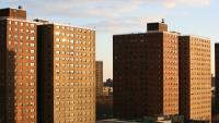Red brick public housing apartment towers
